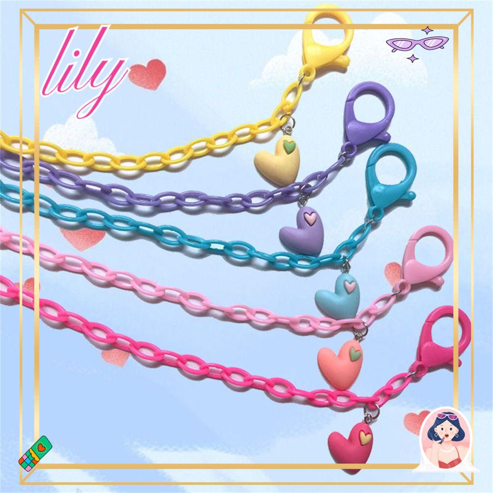 Lily Rantai Penutup Wajah Lanyard Anti Hilang Warna Permen Rantai Kacamata Multicolor