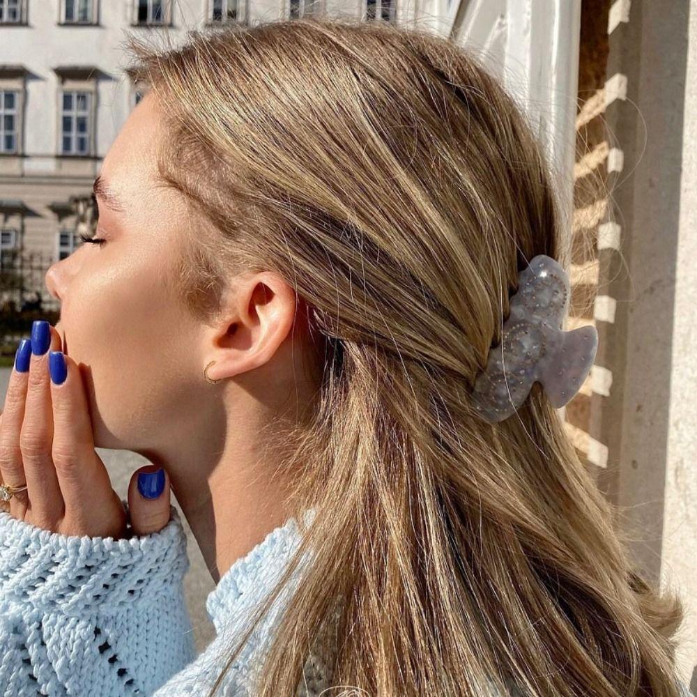 Mxbeauty Korean Style Hair Claw Hadiah Putih Fashion Elegan Jepit Musim Panas Mengkilap Vintage Berlian Imitasi Jepit Rambut