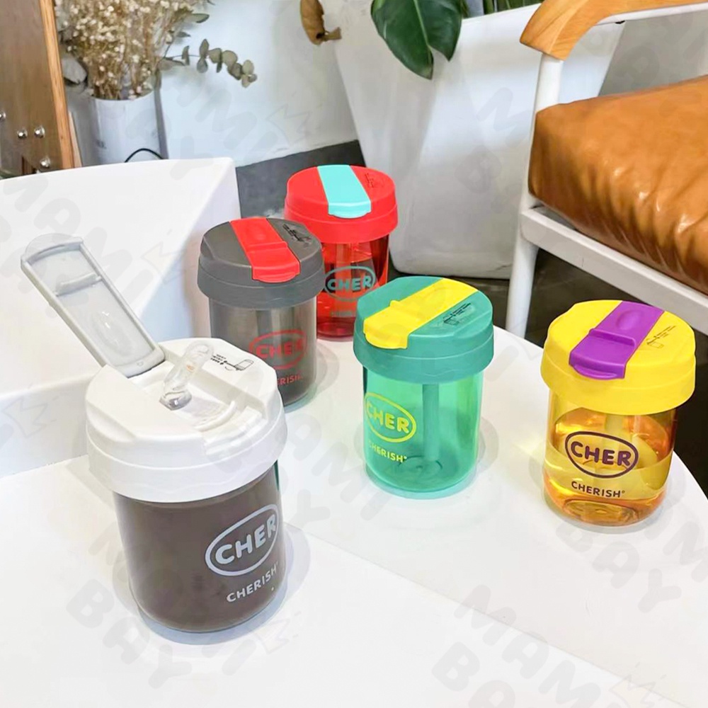 Mamibayi Botol minum sedotan gelas plastik kecil cangkir kopi coffee training cup anak bayi portable 300ml