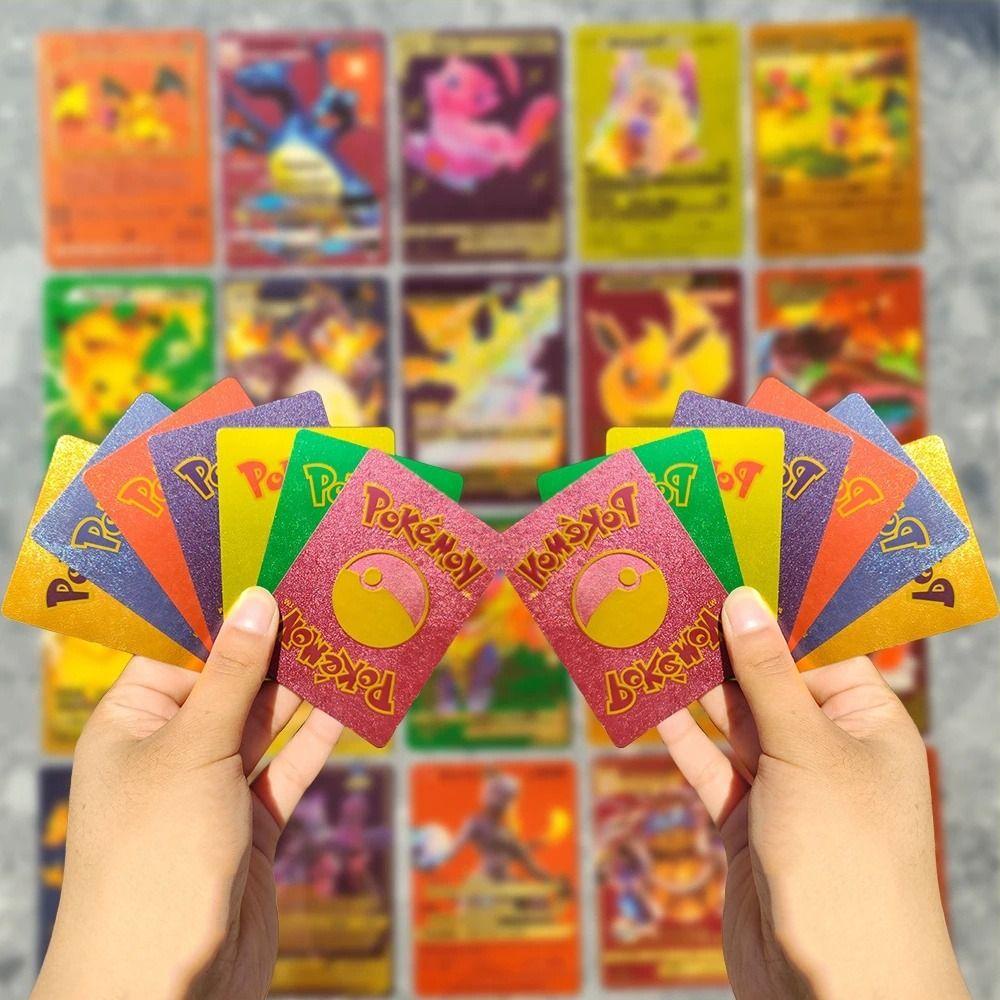 Lanfy Pikachu Card Anime Cosplay Battle Trainer Card Kartu Kerah Charizard Vmax GX Rainbow