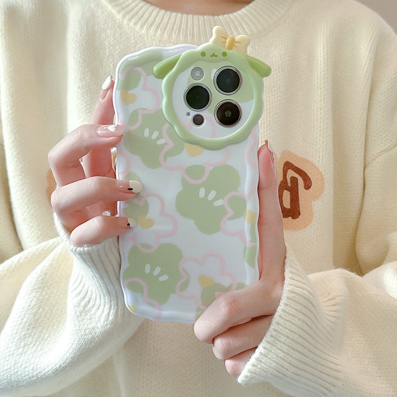 【Lamb Style】INS Green Flowers Soft TPU Case HP iP iPhone 11 12 13 14 Pro Max 7 8 + Plus SE 2020 X XS XR Max Girl Woman FTD Casing Apple