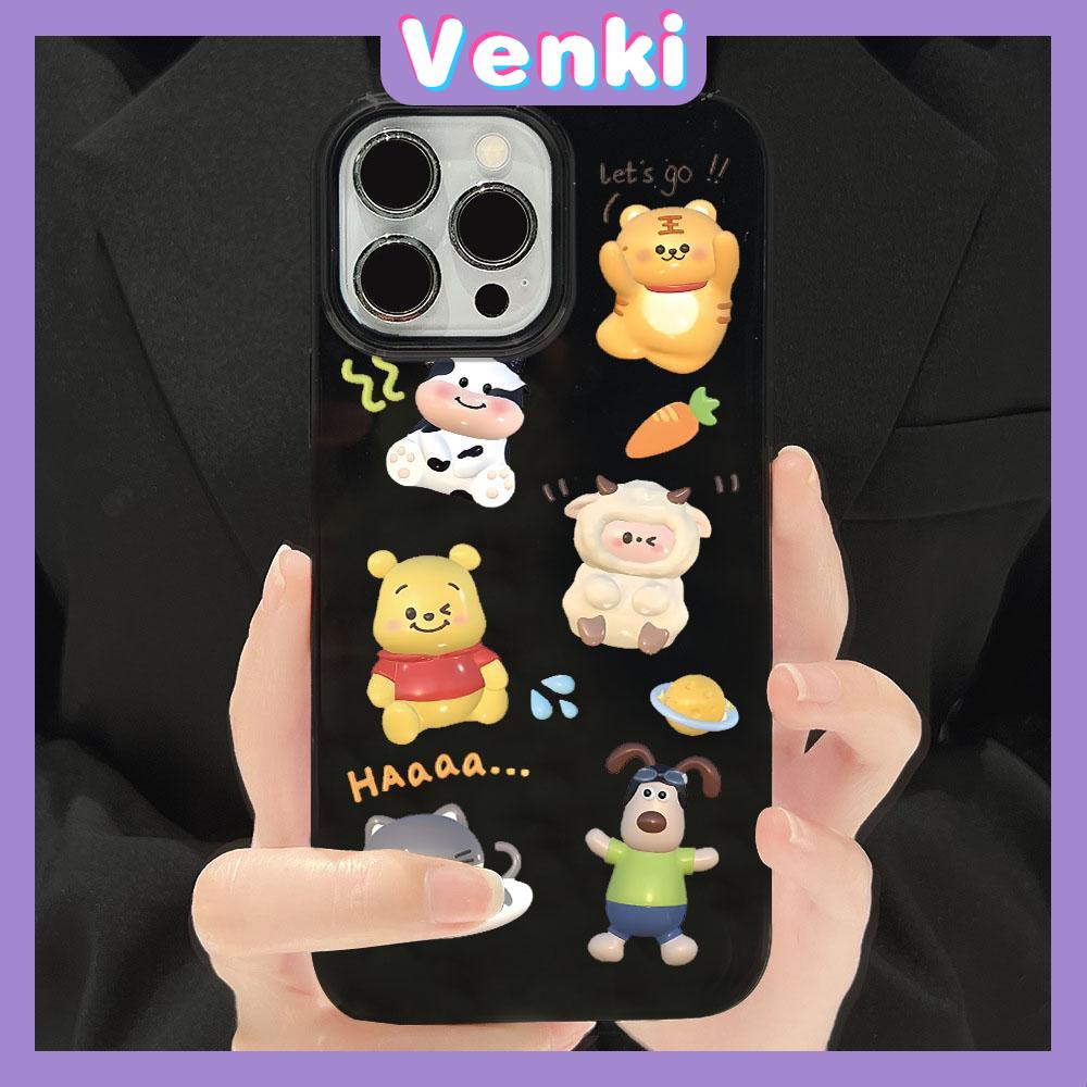 Venki - iPhone14 Case Soft Shell TPU Big Hole Candy Case Cute Puppy Cartoon Black Phone Case Protection Shockproof Compatible with iPhone 13 Pro max 12 Pro Max 11 xr xs max 7 8