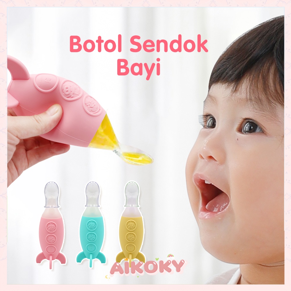 Aikoky Sendok Silikon Bayi / Training Spoon Baby / Sendok Botol Mpasi Bpa Free