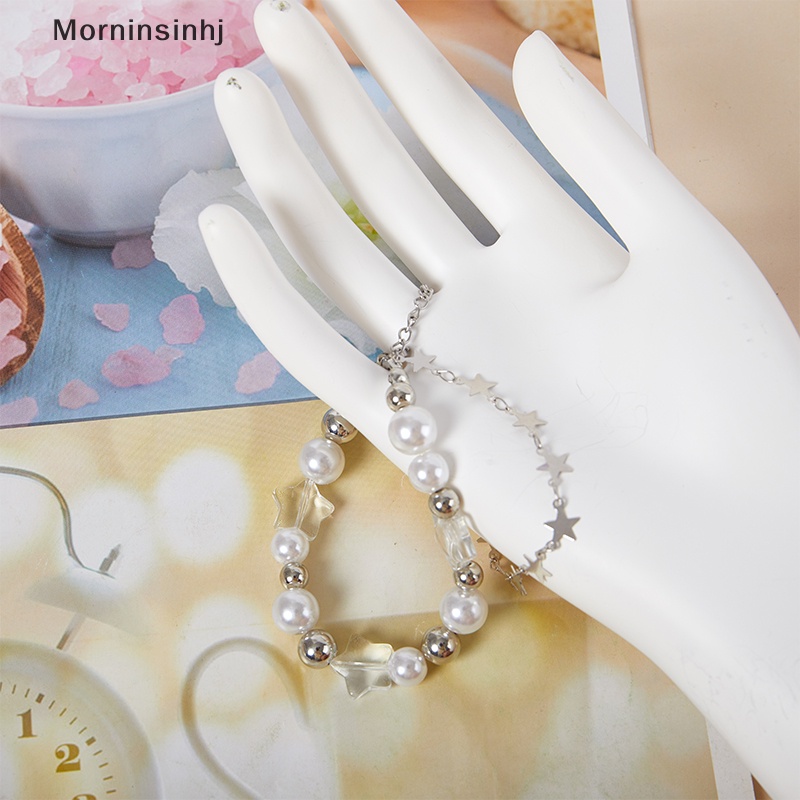 Mornin Trendi Gelang Manik-Manik Mutiara Bintang Liontin Perhiasan Untuk Wanita Pria Pasangan Vintage Pearl Bracelet Hadiah Pesta Aksesoris Fashion id