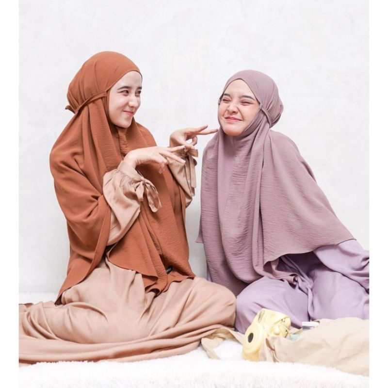 Hijab Bergo Instan Maryam Crinkle Airflow Size XL | Khimar Syari Jumbo