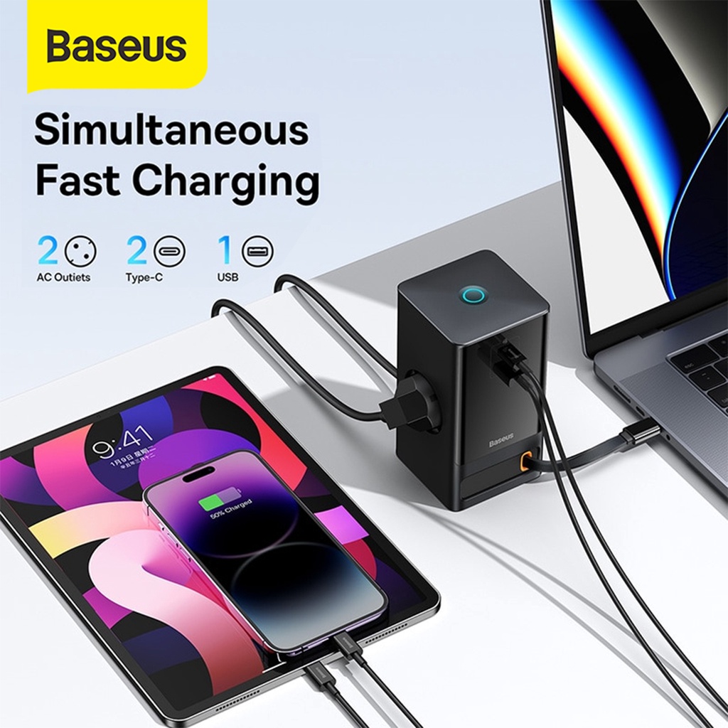 Baseus PowerCombo 65W Portable Power Station Dekstop Charger Adaptor Fast Charging