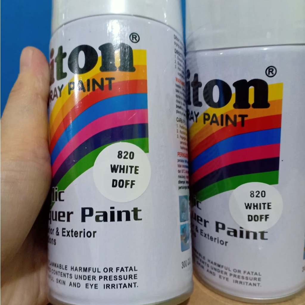 SOLID COLOURS DITON Spray Paint Acrylic Lacquer Paint Pilox Pilok Cat Semprot - 820 WHITE DOFF / PUTIH DOFF / MATTE WHITE / TIDAK MENGKILAP (300cc / 300ml)