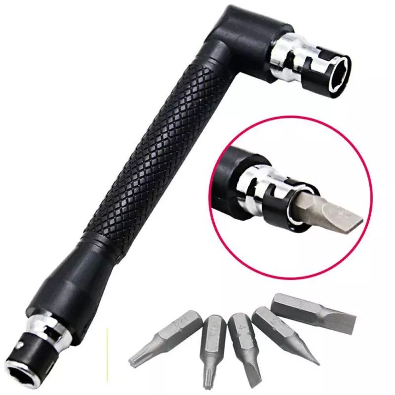 YGRETTE - Kunci Pas Dual Head Socket Wrench Screwdriver 1/4 Inch 6.35mm L Shaped L Berbentuk Mini Socket Wrench 1/4 Inch 6.35Mm Obeng Alat Kunci Pas