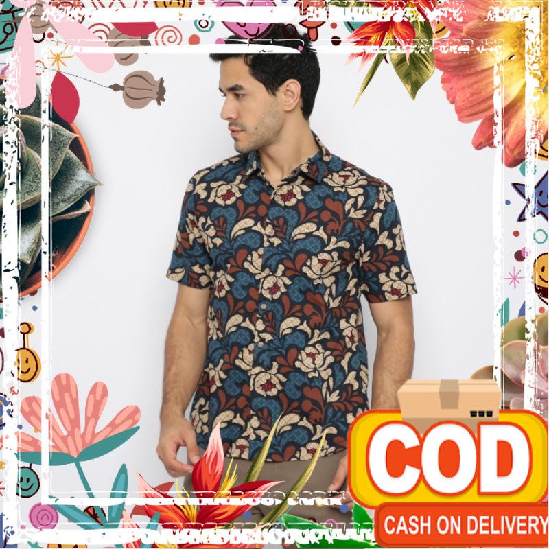 RICARDO kemeja pria motif lengan pendek dbritano 22247/ tebel pol