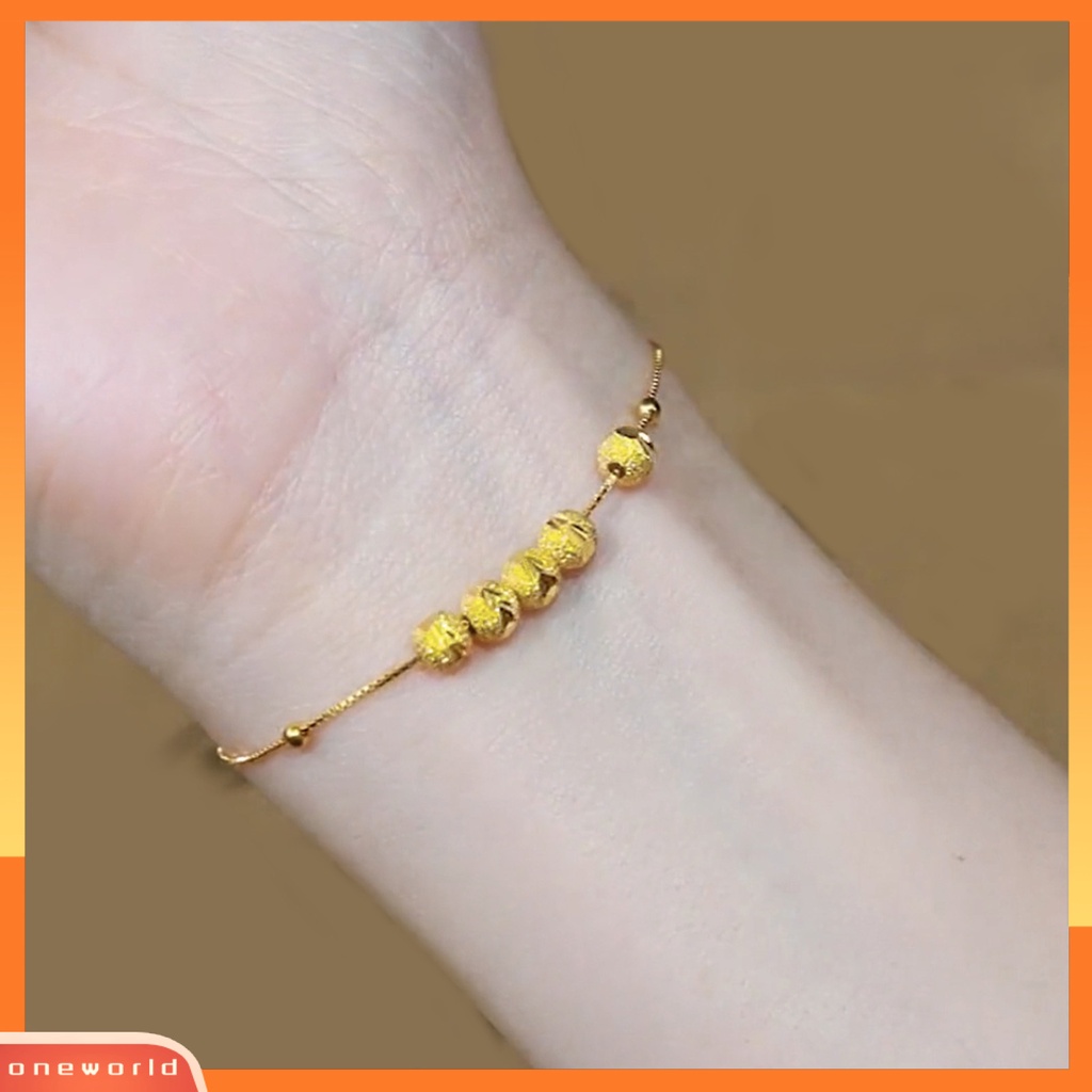 [EONE] Wanita Gelang Warna Emas Temperamen Ramping Elegan Adjustable Membawa Keberuntungan Paduan Transfer Manik-Manik Pesona Wanita Bangle Perhiasan Fashion