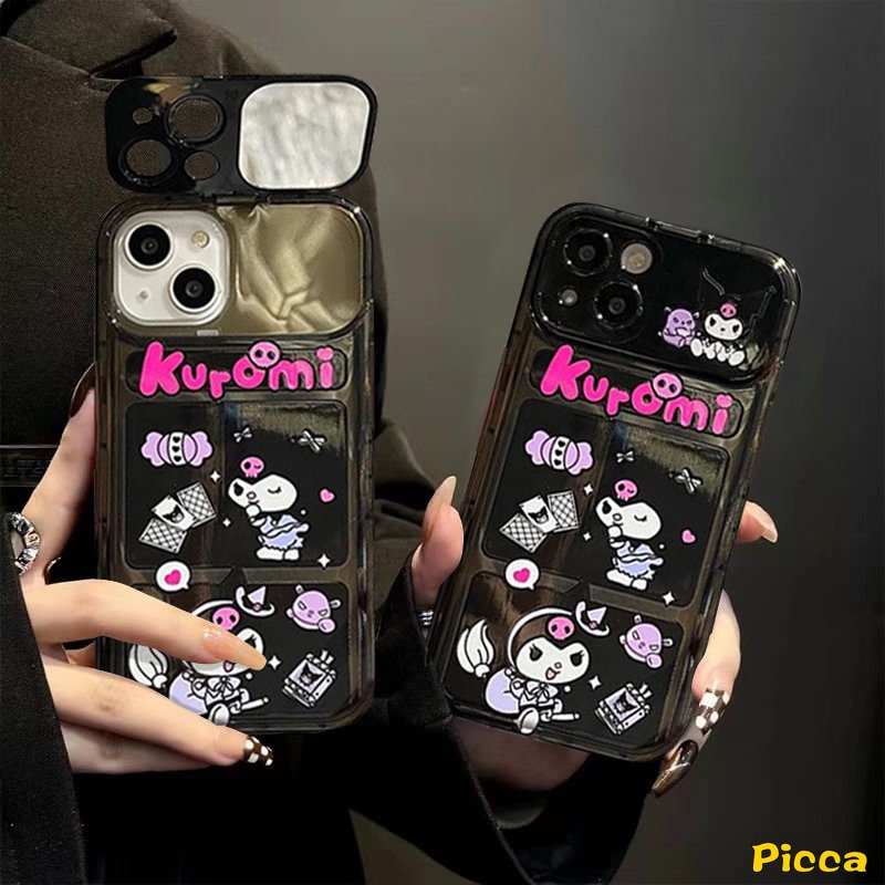 Kartun Lucu Kuromi Gelang Case Untuk Vivo Y11 Y17 Y12i Y12 Y20 Y15 Y91C Y1S Y20i Y11s Y20s G Y20G Y12s Y12A Y30G Y20A Kreatif Flip Make Up Cermin Lembut Penutup Belakang