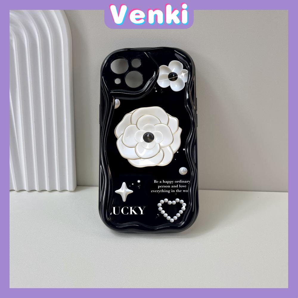 VENKI - For iPhone 11 iPhone Case 3D Curved Edge Wave Glossy Black TPU Airbag Shockproof Camera Cover Pink Clouds Compatible with iPhone 14 13 Pro max 12 Pro Max xr xs max 7 8Plus