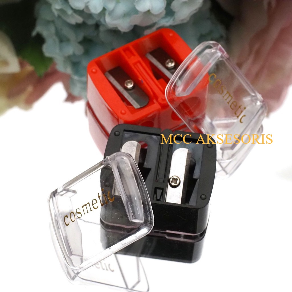 Serutan Pensil 2 in 1 Rautan Pensil Alis Eyeliner Penajam Kosmetik 1 Pcs 2 Lubang Tajam Bagus Murah