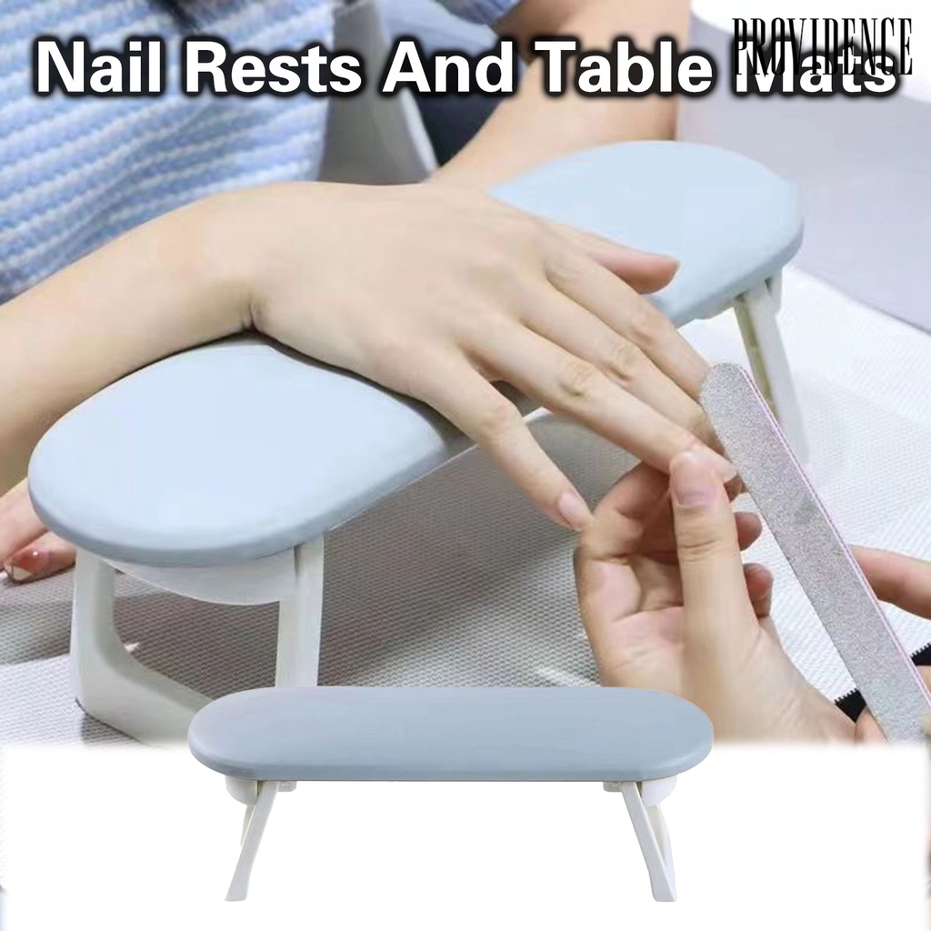 Providence Nail Hand Rest with Table Mat Adjustable Height Desain Ergonomis Mudah Dibersihkan Kulit Imitasi Salon Kuku Manicure Table Foldable Nail Arm Rest Nail Tech Use