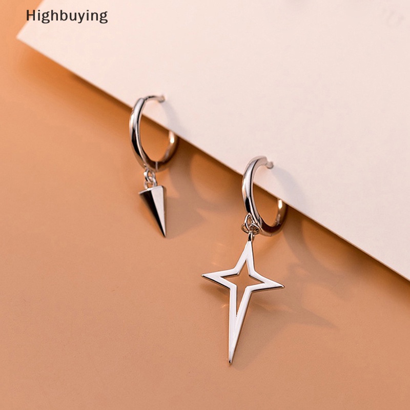 Hbid Anting Perak Fashion Asimetris Cross Cone Hoop Earrings Untuk Wanita Hari Ibu Perhiasan Glory