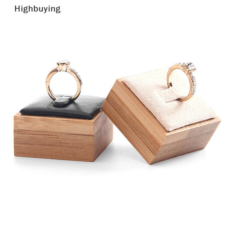 Hbid Bambu Kotak Perhiasan Cincin Display Stand Rak Penyimpanan Jewelry Organizer Tempat Cincin Konter Jewelry Display Case 4x4x2.5cm Glory