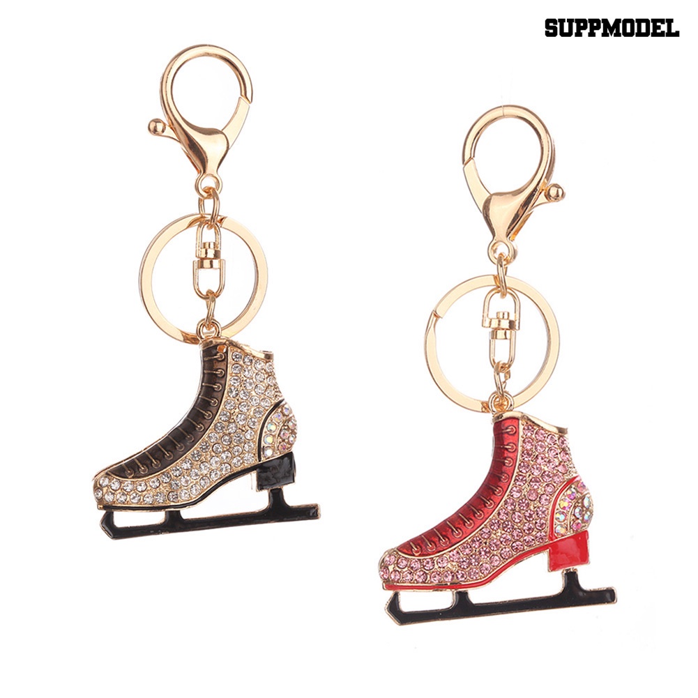 [SM Otomatis] Kreatif Es Skat Sepatu Gantungan Kunci Wanita Ransel Berlian Imitasi Ornamen Key Ring