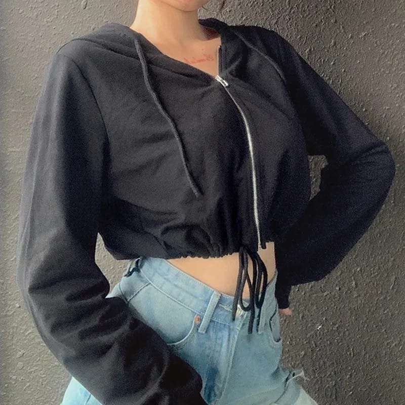 HUM - RG OOTD Zipper Hoodie Terbaru / Jaket Crop Andin Hodie