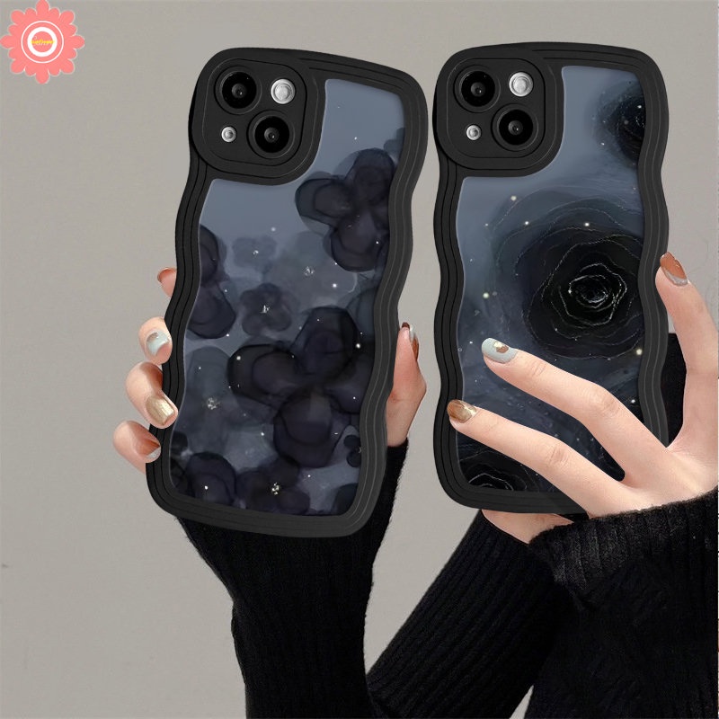 Art Vintage Floral Flowers Casing Ponsel Kompatibel Untuk iPhone 7Plus XR 11 14 13 12 Pro Max 6s 7 8 6 14 Plus X XS Max SE 2020 Fashion Retro Bunga Mawar Lembut Bergelombang Tepi Tpu Cover