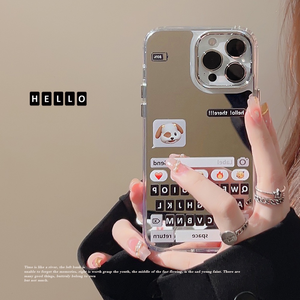 Pesan Instan Emoji Interface Make Up Mirror Phone Case Cover Untuk Iphone11 12 13 14 PLUS PRO MAX