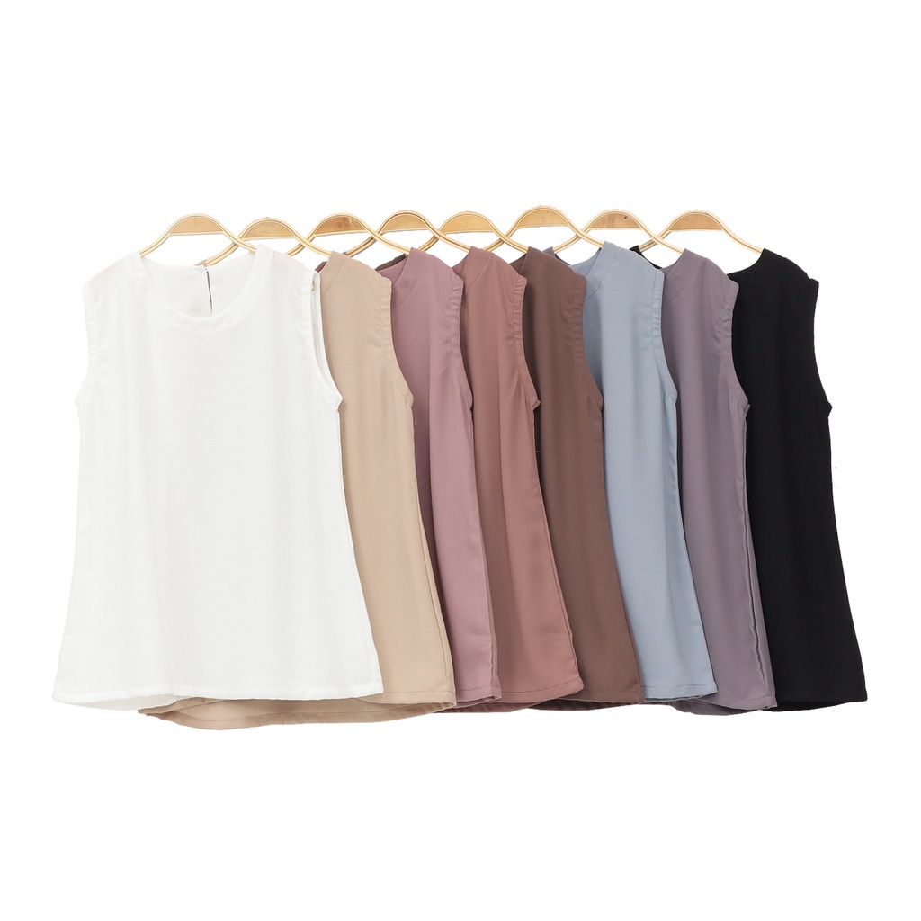 Inner Daleman Tanpa Lengan Blazer Basic Tank Top Kain Sleeveless Manset MODEL KANCING Belakang Atasa