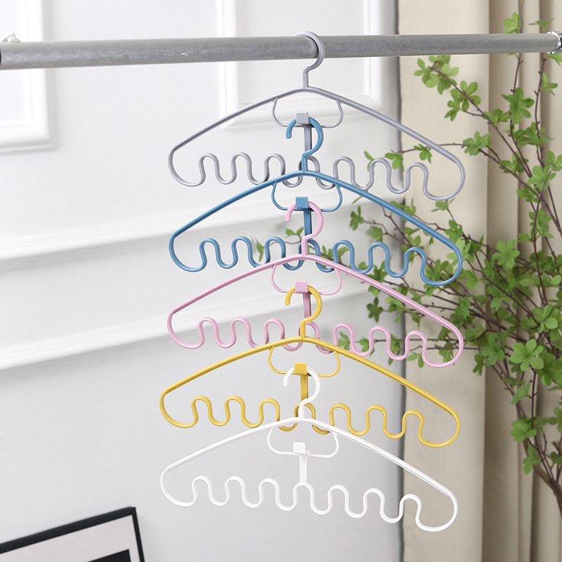 [Unggulan] Rak Pengering Pakaian Handuk Anti slip Hemat Ruang Lemari Organize Stand Stackable Handbag Tie Hanging Rack Wave Shaped Sock Bra Hanger