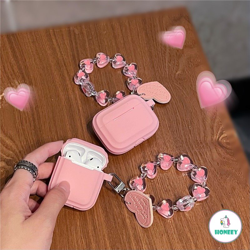 Untuk AirPods Pro Case AirPods 2rantai Korea Lucu Liontin Keyring Headphone Case Air Pods Pro3Sarung Earphone Silikon