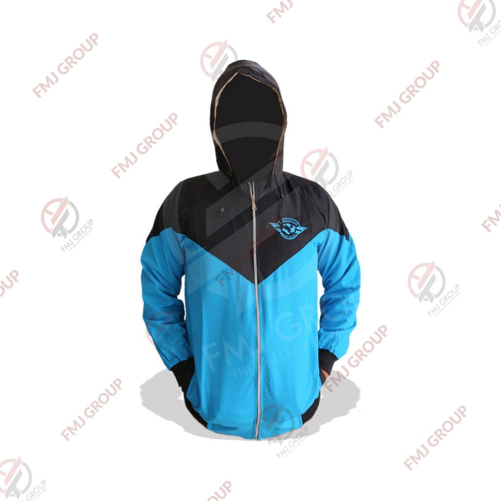 Jaket Windbreaker / Jaket Parasut / Jaket Hoodie INNOHONK Bahan Despo Premium Biru Tosca Kombinasi