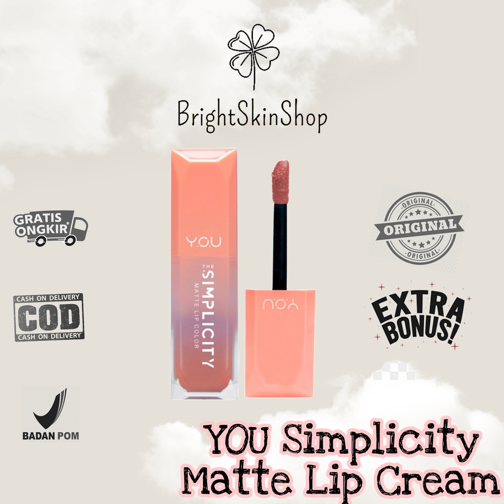 Y.O.U The Simplicity Matte Lip Color 4.5g II Y.O.U Lip Cream Creamy Intense Lipcream (✔️BPOM)