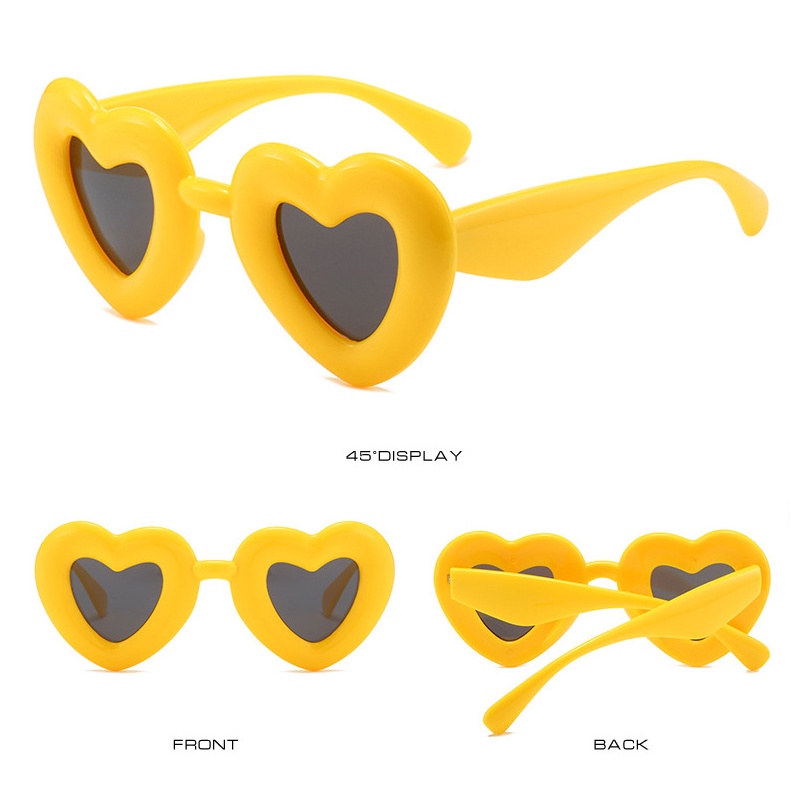 (YUZHU) Y2k Bubble Love Kacamata Hitam Untuk Wanita Warna Permen Lucu Peach Heart Party Sunglasses