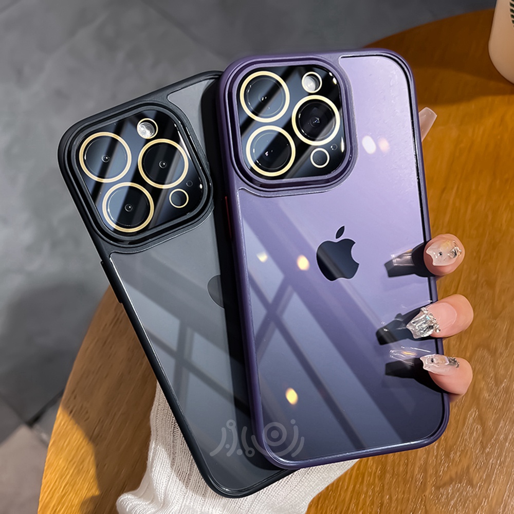 IPHONE Mewah Perlindungan Lensa Silicon Bening Ponsel Case Untuk Iphone13 14 Pro Max Casing Iphone11 12 Pro Max Transparan Hard Akrilik Funda Cover