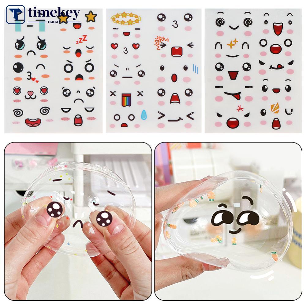 Timekey 10lembar Ekspresi Wajah Lucu Stiker Tahan Air PVC Stiker DIY Nano Tape Gelembung Dekorasi Stiker Untuk Botol Thermal Mug Cangkir H3Q8