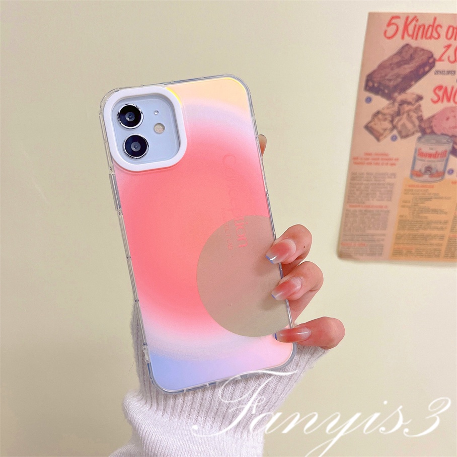 Compatible For IPhone 14 13 12 11 Pro Max X XR Xs Max 8 7 Plus SE 2020 Kompatibel Untuk Warna-Warni Gradiasi Matahari IMD Laser Gradiasi Ponsel Case TPU Lembut Shockproof Cover Pelindung