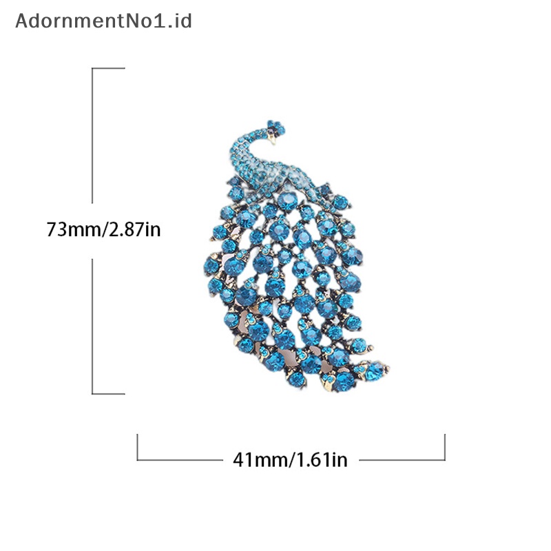 [AdornmentNo1] Fashion Berlian Imitasi Temperamen Merak Bros Untuk Wanita Pakaian Pesta Mantel Aksesoris Bros Pin Hadiah [ID]