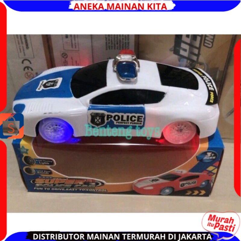 Mainan Anak Mobil Polisi baterai Super Police Car Ada Musik Dan Ban BerLampu / Mainan Anak Laki Laki BerSNI Murah