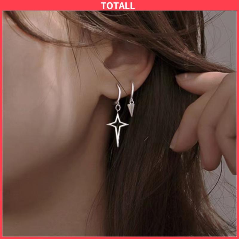 COD Anting Salib Bintang Asimetris Anting Keren Geometri Kerucut Hip hop Telinga Stud-Totall