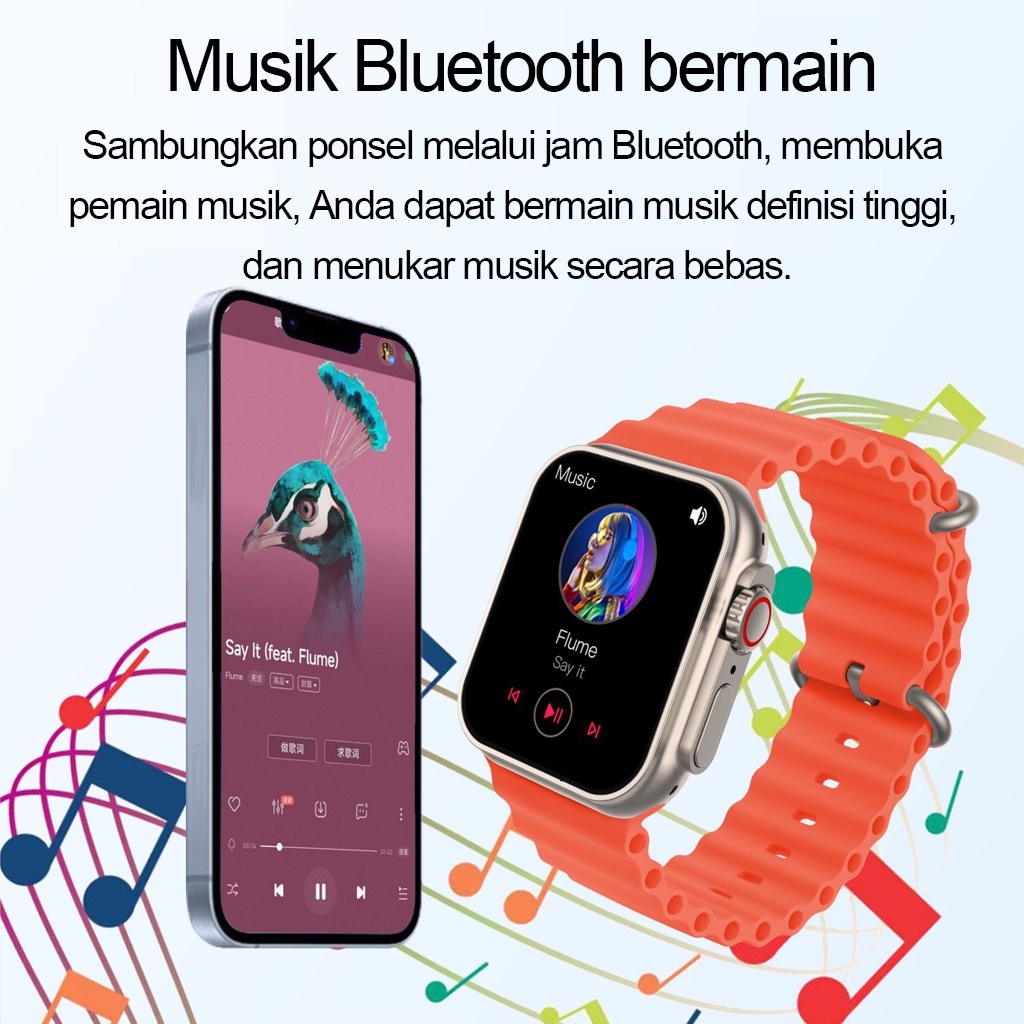 JAM TANGAN T800 Ultra SmartWatch Bluetooth Call NFC Heart Rate Ocean Strap Olahraga Gelang