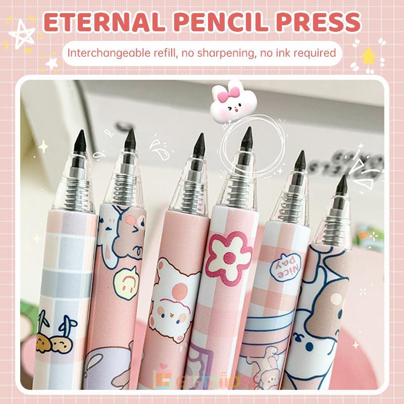 COD✨pensil mekanik lucu motif propelling pencil pola kartun pensil abadi  kreatif cewek cantik awet tidak mudah patah pensil tidak diraut-GS