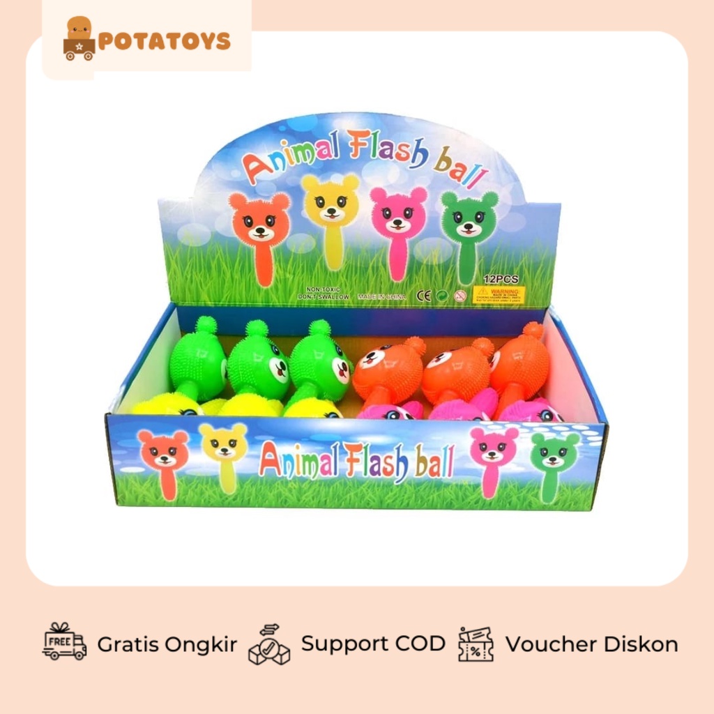 [ Potatoys ] Mainan Anak Musik Rubber Stick Rattle Toys Boneka Ada Lampu dan Bunyi