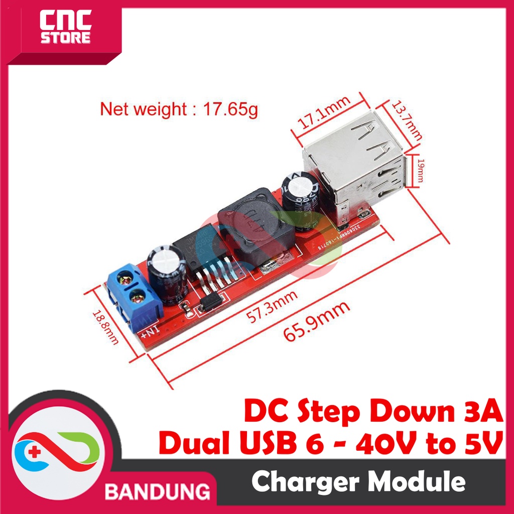 DC-DC STEP DOWN LM2596 6V - 40V TO 5V 3A DUAL USB OUTPUT CHARGER MODULE