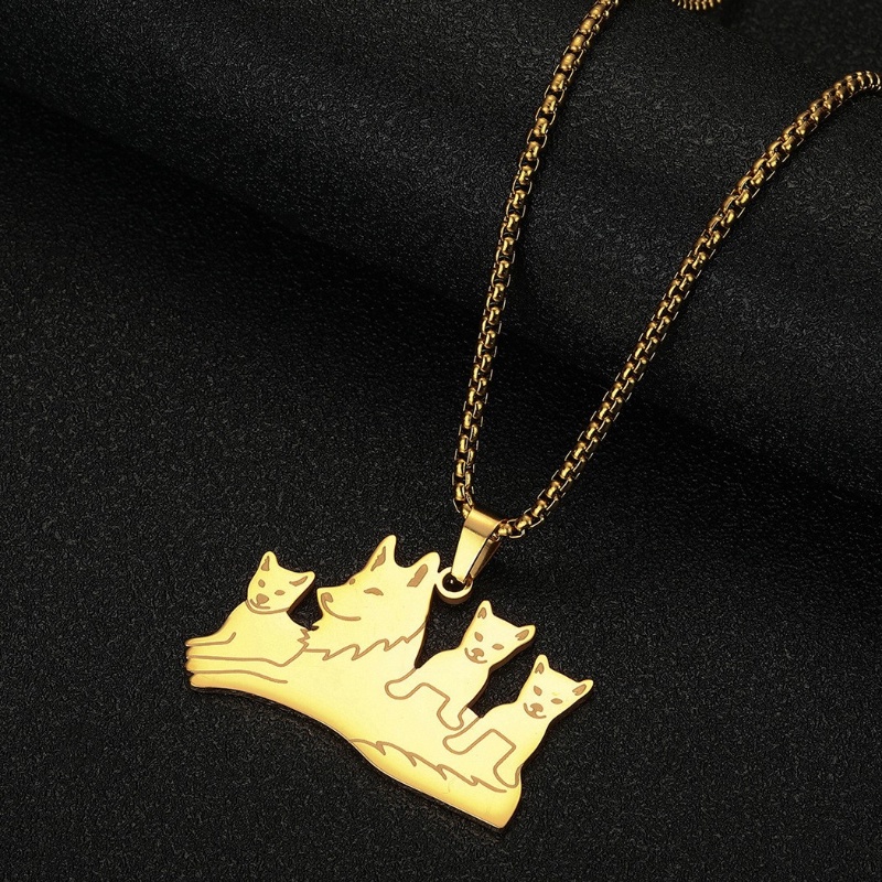 Zh Perhiasan Hip Hop Stainless Steel Serigala Liontin Pria Dan Wanita Kalung Punk Perhiasan Aksesoris