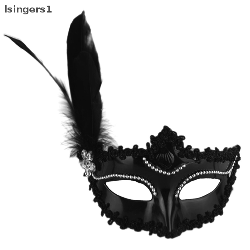 [lsingers1] Masker Mutiara Bulu Halloween Pesta Masquerade Putih Hitam Masker Mata Butik