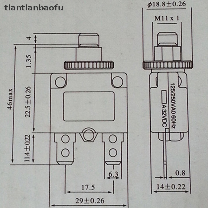 [tiantianbaofu] Pemutus Arus Overload Protector Switch Fuse 3A 4A 5A 6A 8A 10A 15A 20A 30A Butik