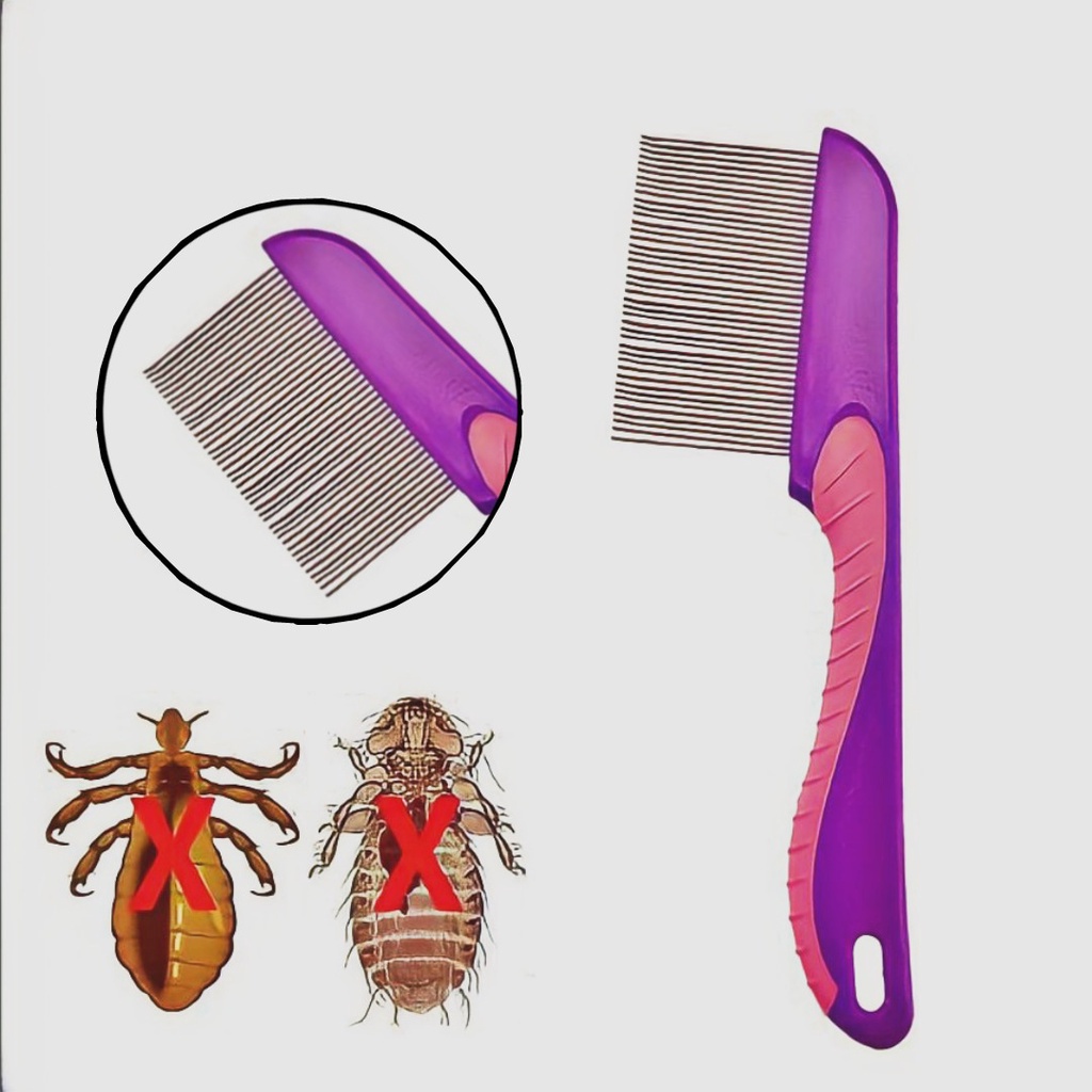 Sisir Kutu Dan Ketombe Serit Logam Gagang Panjang