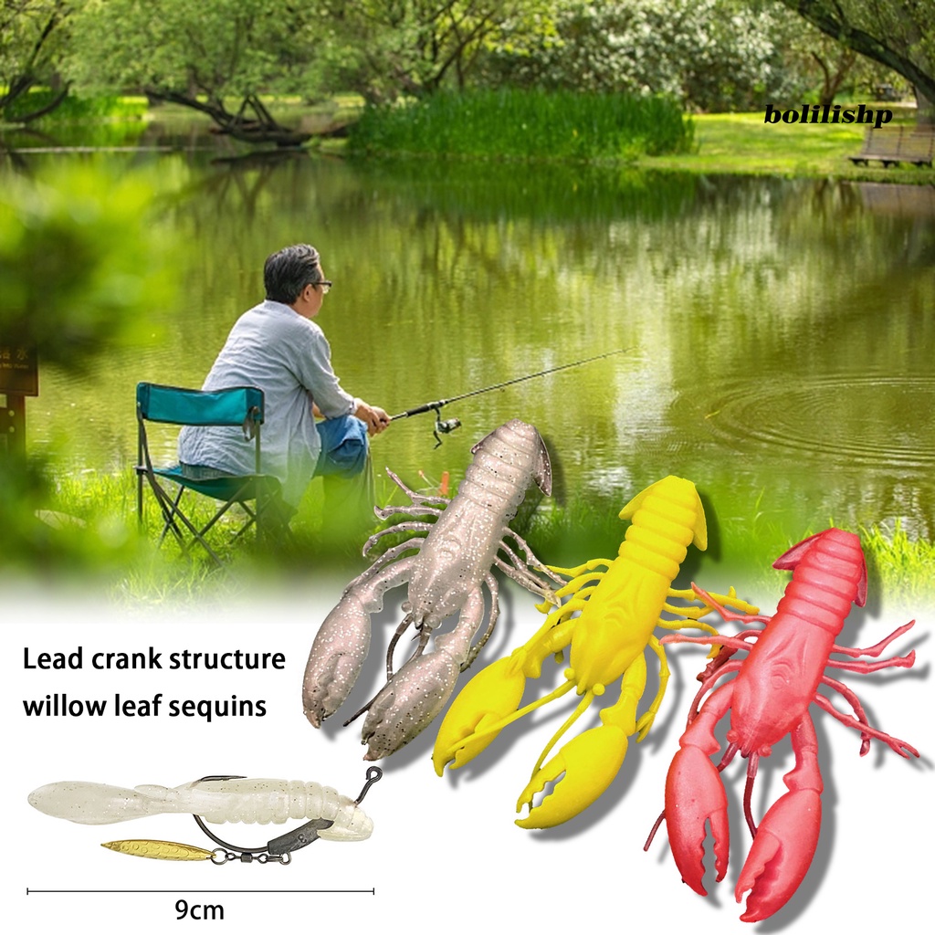 Bo-9cm/12.5g Umpan Pancing Berongga Simulasi Realistis Menggoda Angling Karet Lembut Mengambang Lobster Umpan Buatan Memancing Luar Ruangan