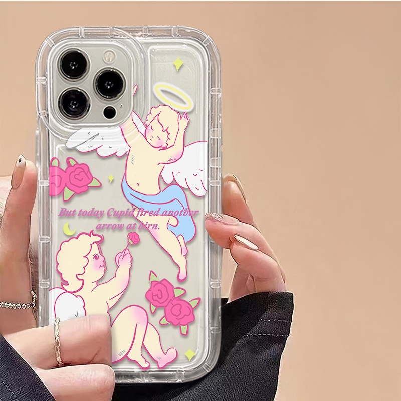 IPHONE Angel Casing Ponsel Transparan Kompatibel Untuk Iphone14 12 13 11 Pro XS Max7 8 Plus X XR Soft Casing TPU Silikon Shockproof Cover