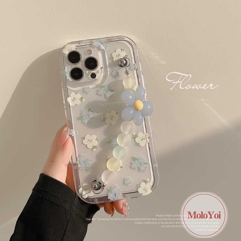 IPHONE Shockproof Fashion Bunga Gelang Ponsel Case Kompatibel Untuk Iphone11 14 13 12 Pro Max6 6S 78 Plus 7Plus XR X XS MAX Lembut Jernih Airbag Bunga Segar Penutup Belakang Shell