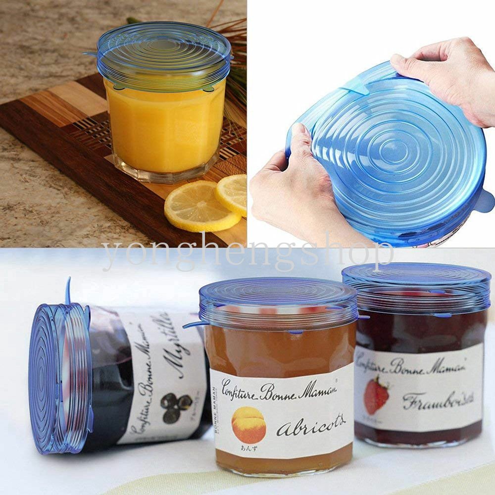 6 Pcs/set Elastis Silikon Penutup Makanan Peregangan Seal Cling Bungkus Wadah Mangkuk Tutup Tahan Lama Reusable Buah Makanan Fresh-keeping Covers Aksesoris Dapur