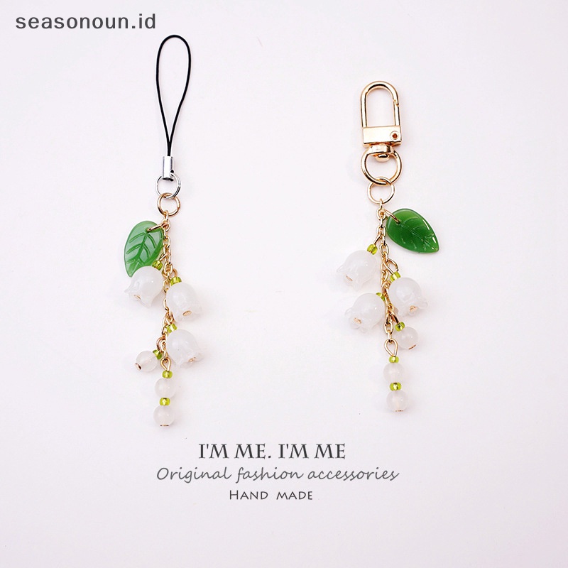 Seasonoun Lily Of the Valley Mobile Phone Lanyard Key Chain Pendant Rantai Ponsel.