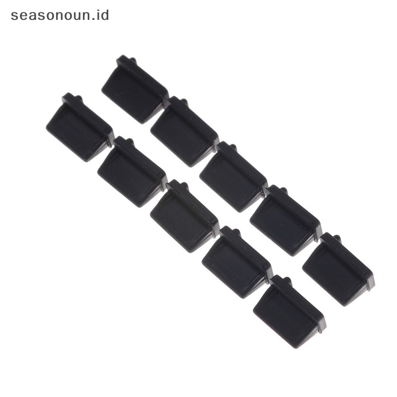 Seasonoun 10pcs Karet Hitam A Type Female USB Anti Debu Pelindung Colokan Stopper Cover.